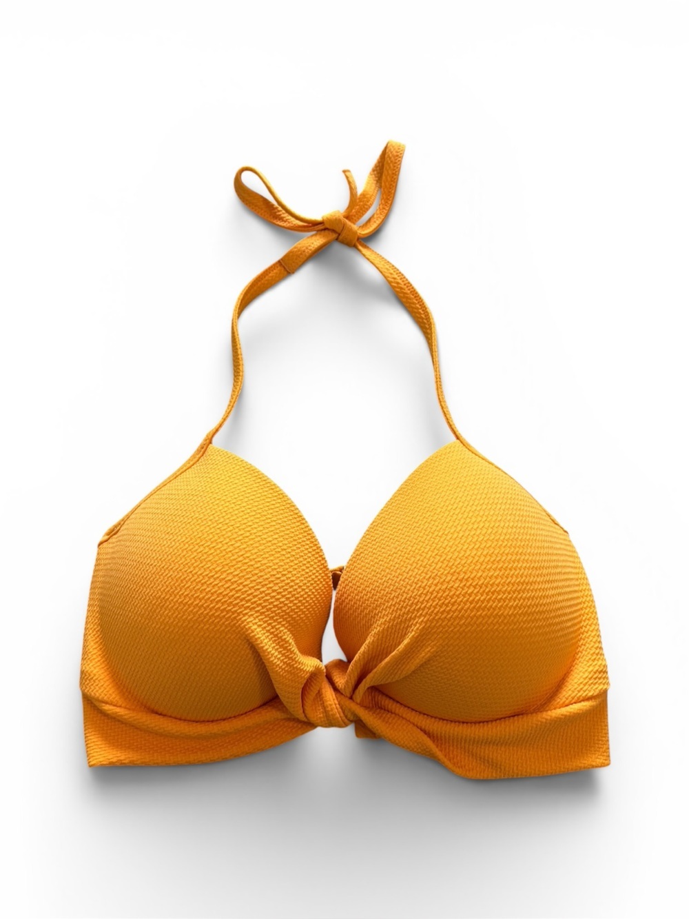 Shade & Shore Yellow Textured Halter Bikini Top. NWOT